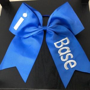 Blue “I base” cheer hair bow